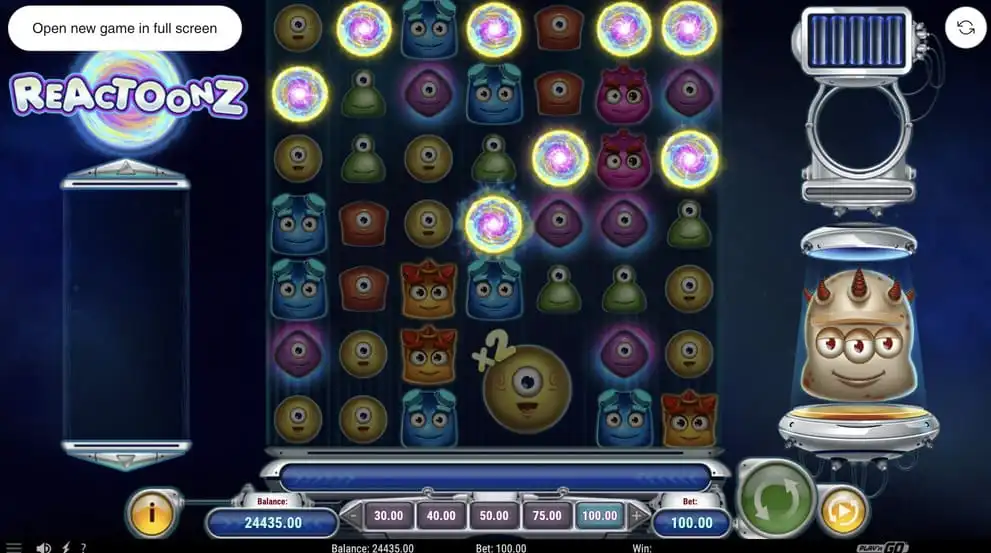 لعبة Reactoonz في كازينو Avabit